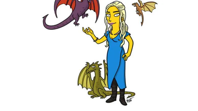 Daenerys Targaryen, de Game of Thrones, dibujado al estilo Los Simpson
