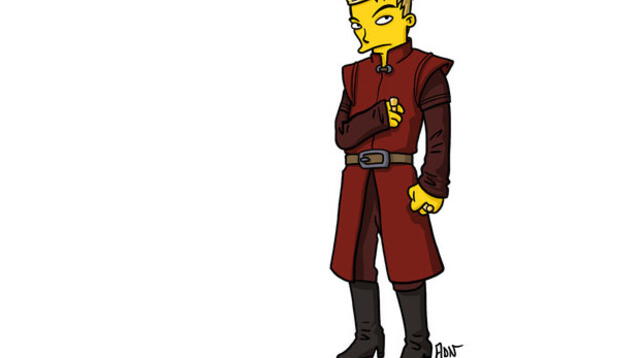 Joffrey Baretheon, de Game of Thrones, dibujado al estilo Los Simpson