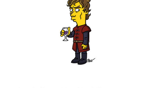 Tyrion Lannister, de Game of Thrones, dibujado al estilo Los Simpson
