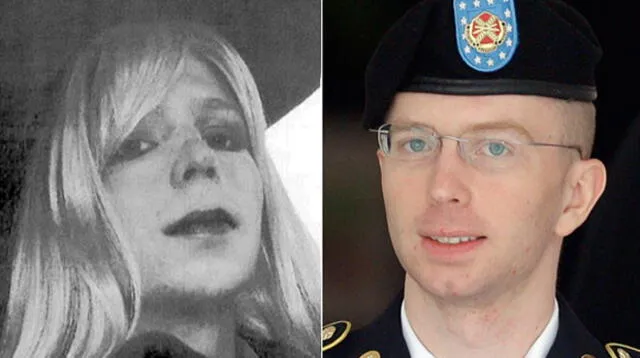 Bradley Manning y una foto revelada por el ejército de Estados Unidos donde se le ve como mujer
