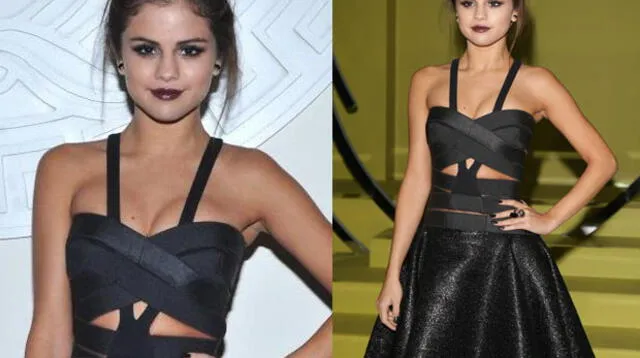Selena Gomez luce deslumbrante de Versace Negro