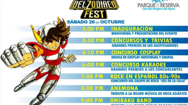 Caballeros del Zodiaco Fest este 26 de octubre: conozca la programación