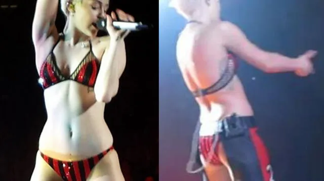 Miley Cyrus causa estupor al cantar en ropa interior durante concierto