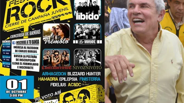 Estos son los grupos de rock que cantarán en cierre de campaña de Luis Castañeda Lossio 