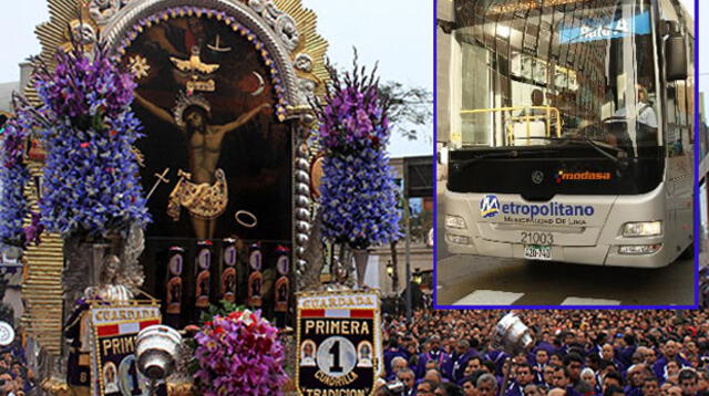 Estas son las modificaciones en las rutas del Metropolitano y Corredor Azul por la procesión del Señor de los Milagros