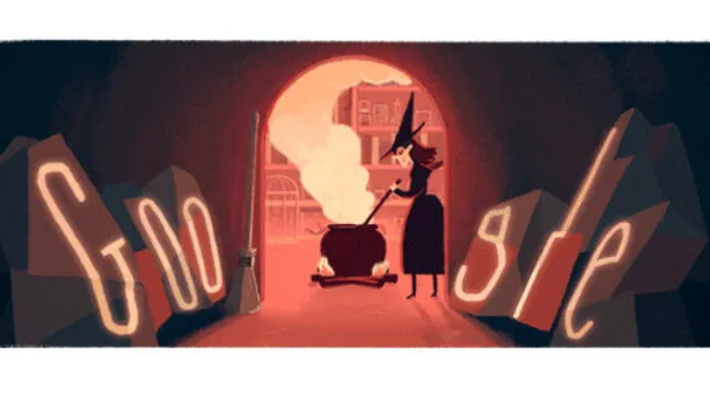 Google y un doodle con brujas por Halloween