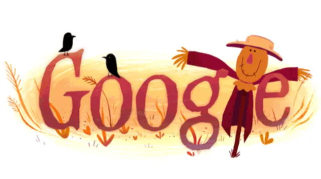 Google y un doodle con espantapájaros por Halloween