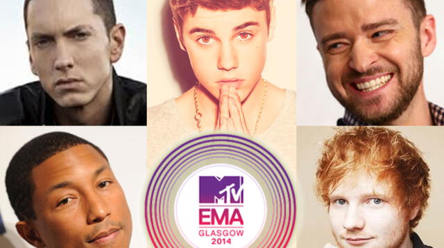 Justin Bieber, Pharrell, Timberlake, Eminem y Ed Sheeran a Mejor Artista Masculino