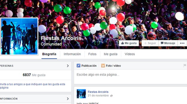 Páginas de Facebook promueven fiestas Arcoiris sin que haya algún tipo de sanción.