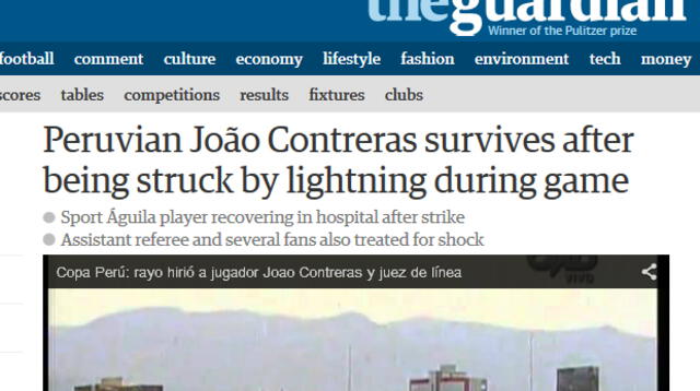 Impacto de rayo en Joao Contreras dio la vuelta al mundo con la prensa internacional.