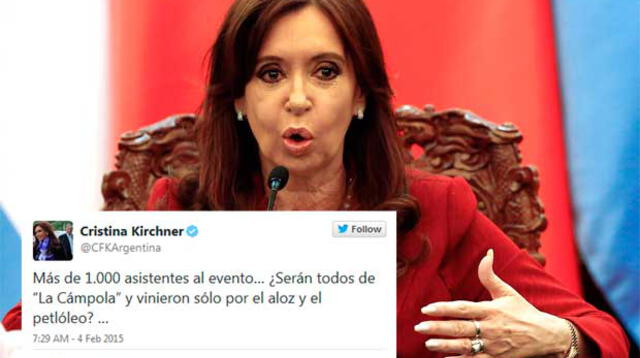 Cristina Fernández y su mensaje en Twitter.