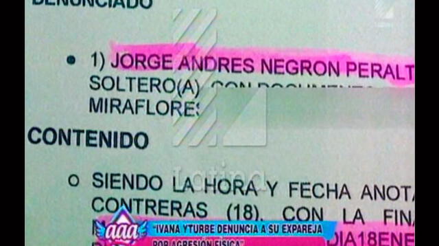 Guerrera denunció a Jorge Negrón. Parte policial. 