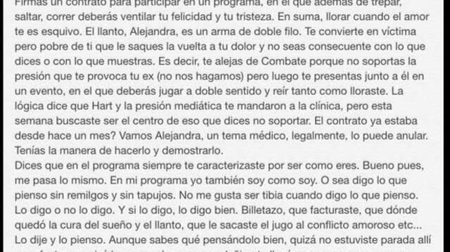 La respuesta de Andrea Llosa a Alejandra Baigorria. 