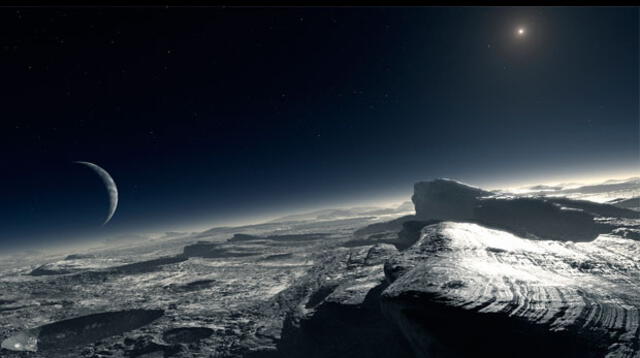 Así se vería la superficie y cielo de Plutón