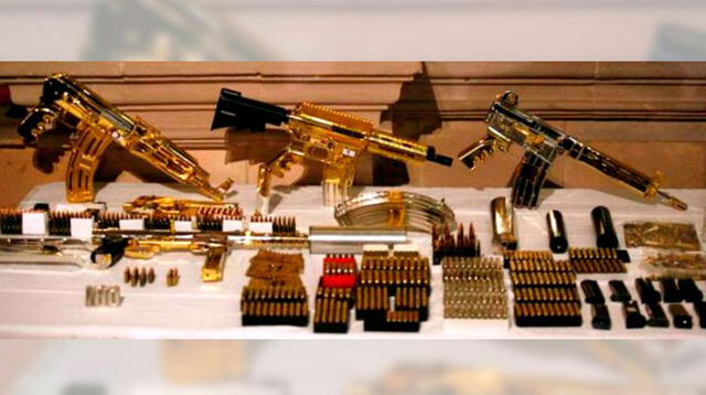 Armas bañadas en oro de 'El Chapo'