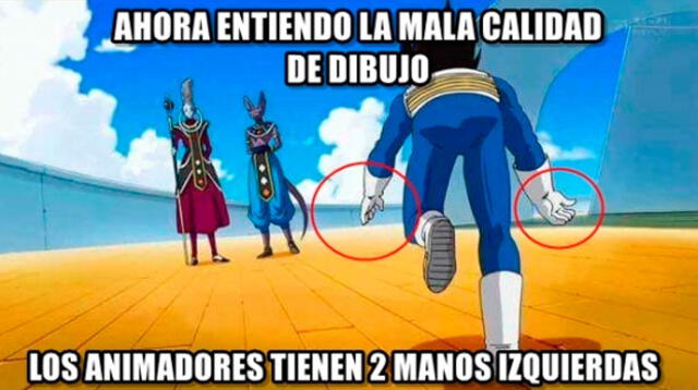 Vegeta no se salvó. ¿Dos manos izquierda?