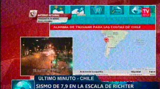Se ha emitido alerta de tsunami para Perú y Chile. 