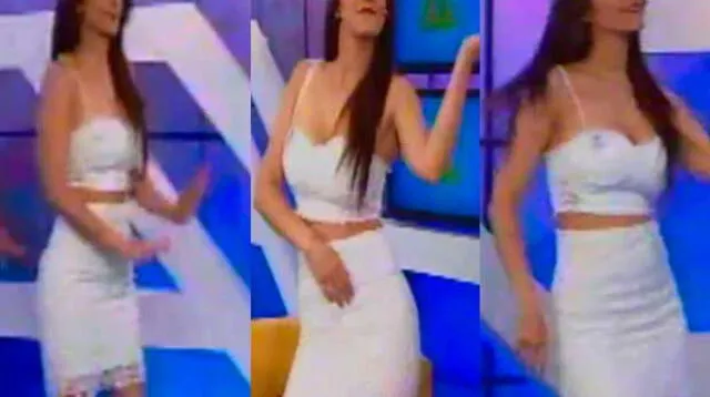 Karen Schwarz así bailó en el set de Espectáculos.