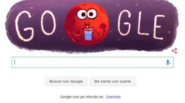 Gracioso doodle de Google por descubrimiento de agua sólida en Marte.