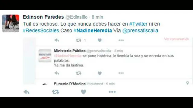 Mensaje de usuario en red social.