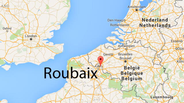 Ubicación en el mapa de la ciudad de Roubaix.