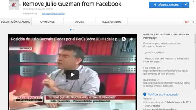 App para remover mensajes de Julio Guzmán está activa.