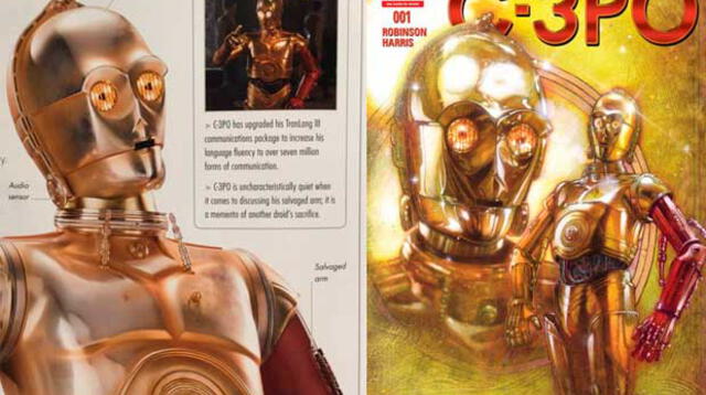 ¿Por qué C-3PO tiene el brazo rojo en 'filme?