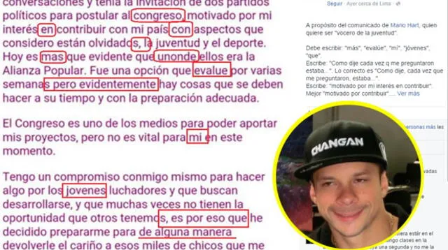 Analizan en Facebook en el mensaje de Mario Hart.