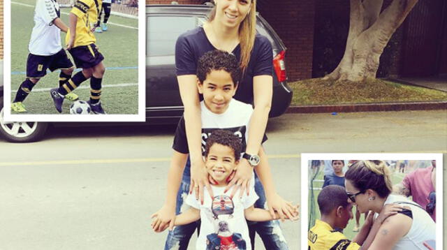 Acompañó a su hijo Adriano a partido de fútbol.