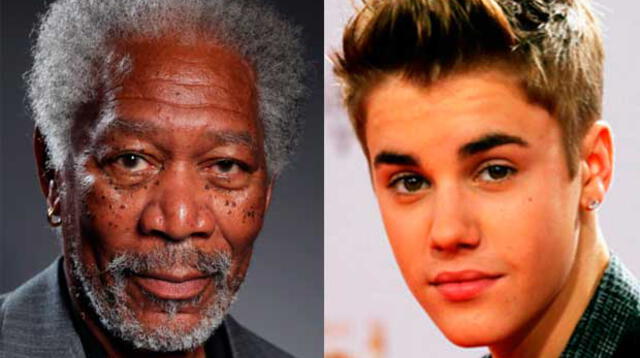 Morgan Freeman y Justin Bieber.