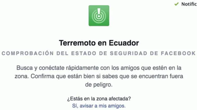 Facebook lanzó sistema tras terremoto en Ecuador.