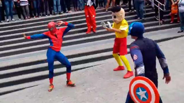 El Hombre Araña y Capitán América en divertida parodia.