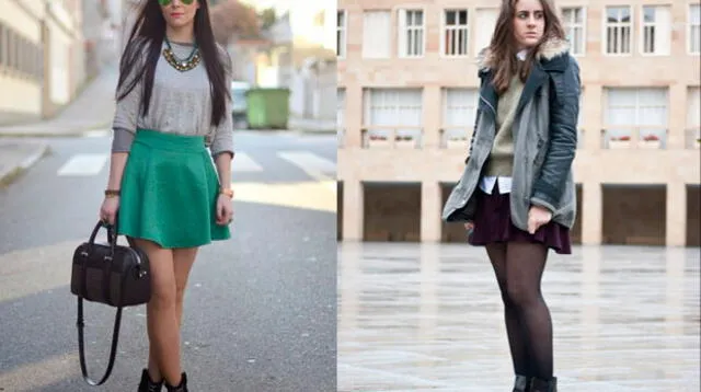 Las faldas en A y los botines están de tendencia, atrévete a combinarlas