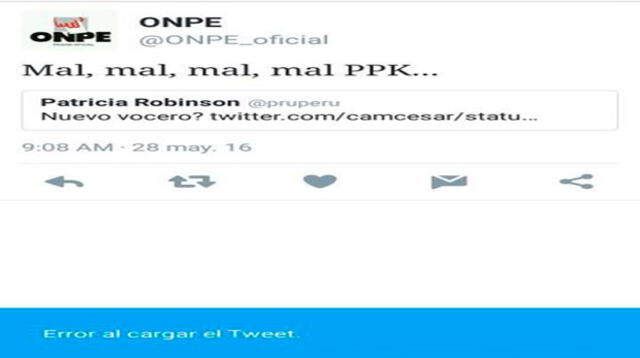 ONPE publicó mensaje contra PPK y luego lo borró. 