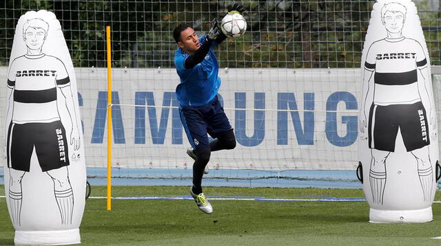 Navas en el último entrenamiento del Real Madrid