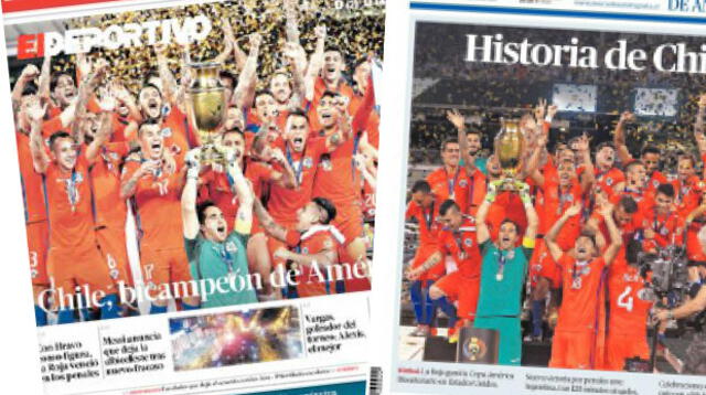 La celebración de los chilenos con el trofeo y el júbilo de la prensa