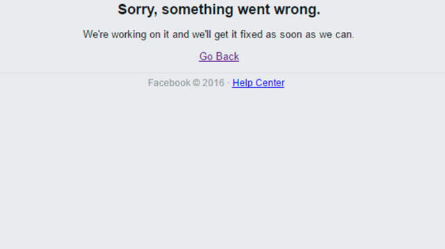 Mensaje de Facebook al colapsar este viernes por la noche