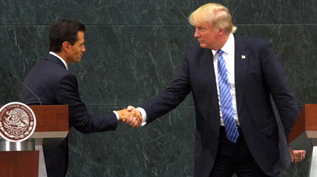 Peña Nieto estrecha la mano de polémico Donald Trump