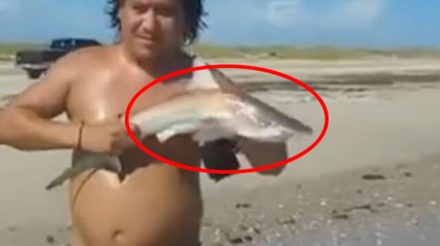 El pescador se asustó cuando los dientes de la criatura se incrustaron en su hombro