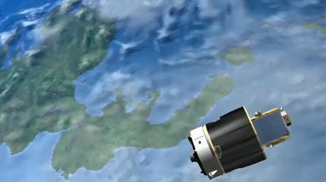 Satélite Perú SAT-1 (simulación) en pleno vuelo de inserción a órbita de la Tierra