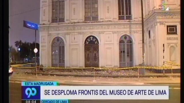 Frontis del Museo de Lima se desploma en el Cercado de Lima