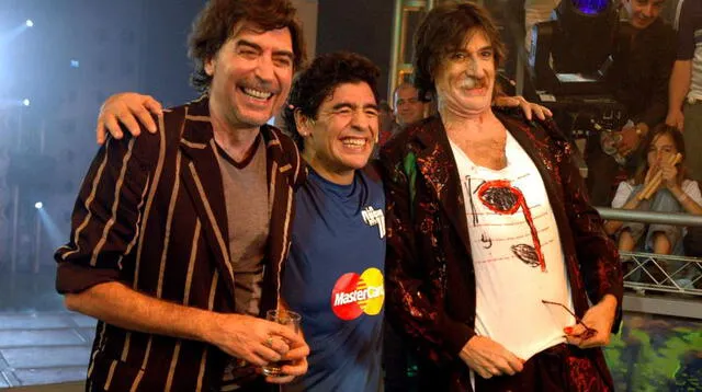 Diego Maradona junto a Joaquín Sabina y Charly García