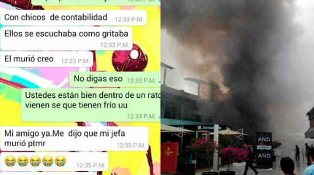 WhatsApp sobre el incendio en Larcomar