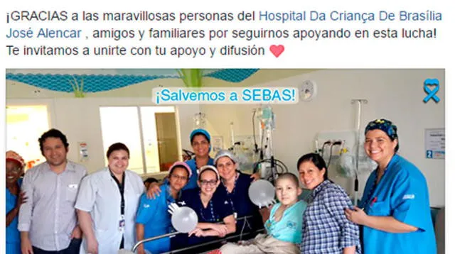 Sebastián allado de sus padres y médicos en Brasil