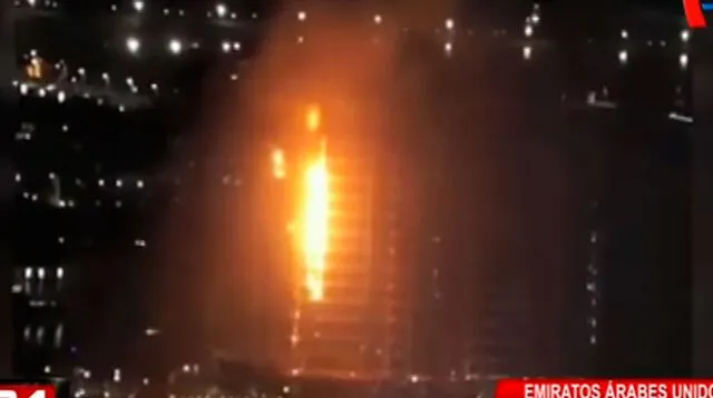 Incendio consumió edificio residencial en Dubái