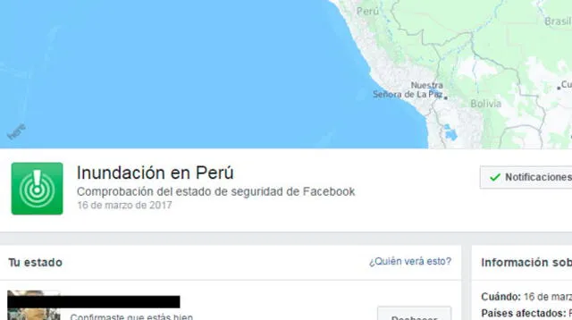 Facebook activó Alerta de Inundación en Perú 
