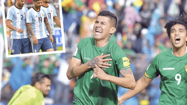 Arce celebra el primero para Bolivia. Lo sigue Martins que hizo el segundo