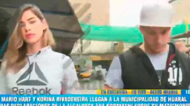 Mario Hart y Korina Rivadeneira llegaron hasta la Municipalidad de Huaral