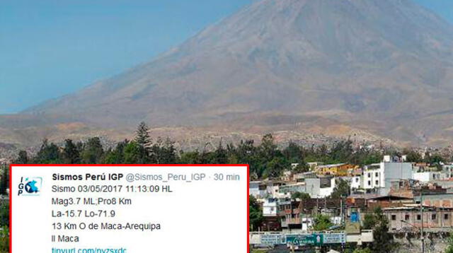 IGP reportó que de los últimos diez sismos nueve fueron en Arequipa