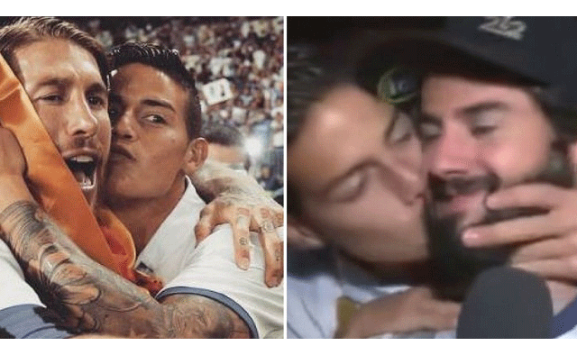 James se pasó de cariño con Sergio Ramos e  Isco durante la celebración del título del Real Madrid